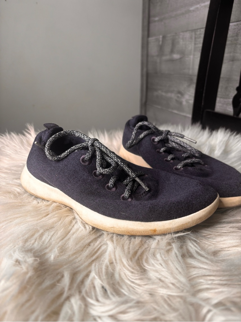 All Birds Tree Runner navy Casual Knit Sneakers in Dark Navy with Cream Sole